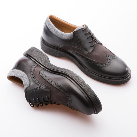 MATTEO - BLACK & ANTHRACITE - CALF SUEDE & LEATHER - jameswhite001