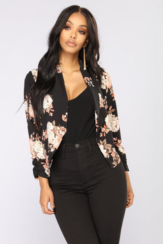 Meet You There Floral Jacket - Black/Floral - jameswhite001