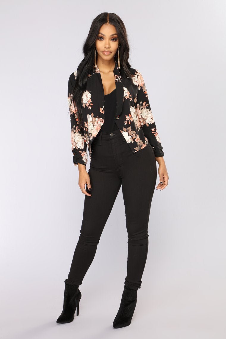Meet You There Floral Jacket - Black/Floral - jameswhite001