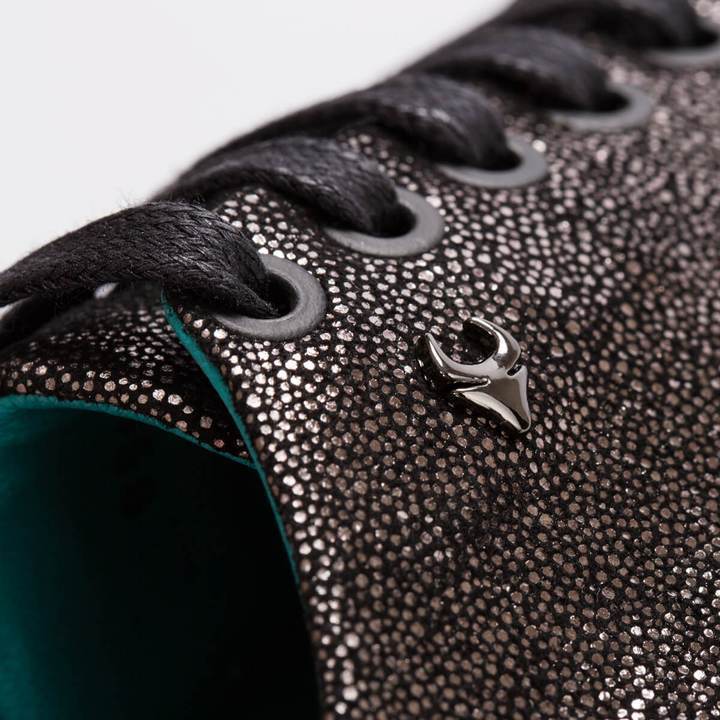 MELANIE – PRINTED LEATHER SILVER & BLACK - jameswhite001