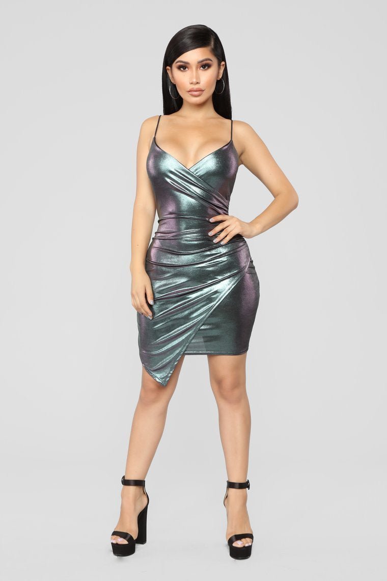 Midnight Hour Metallic Dress - Silver - jameswhite001