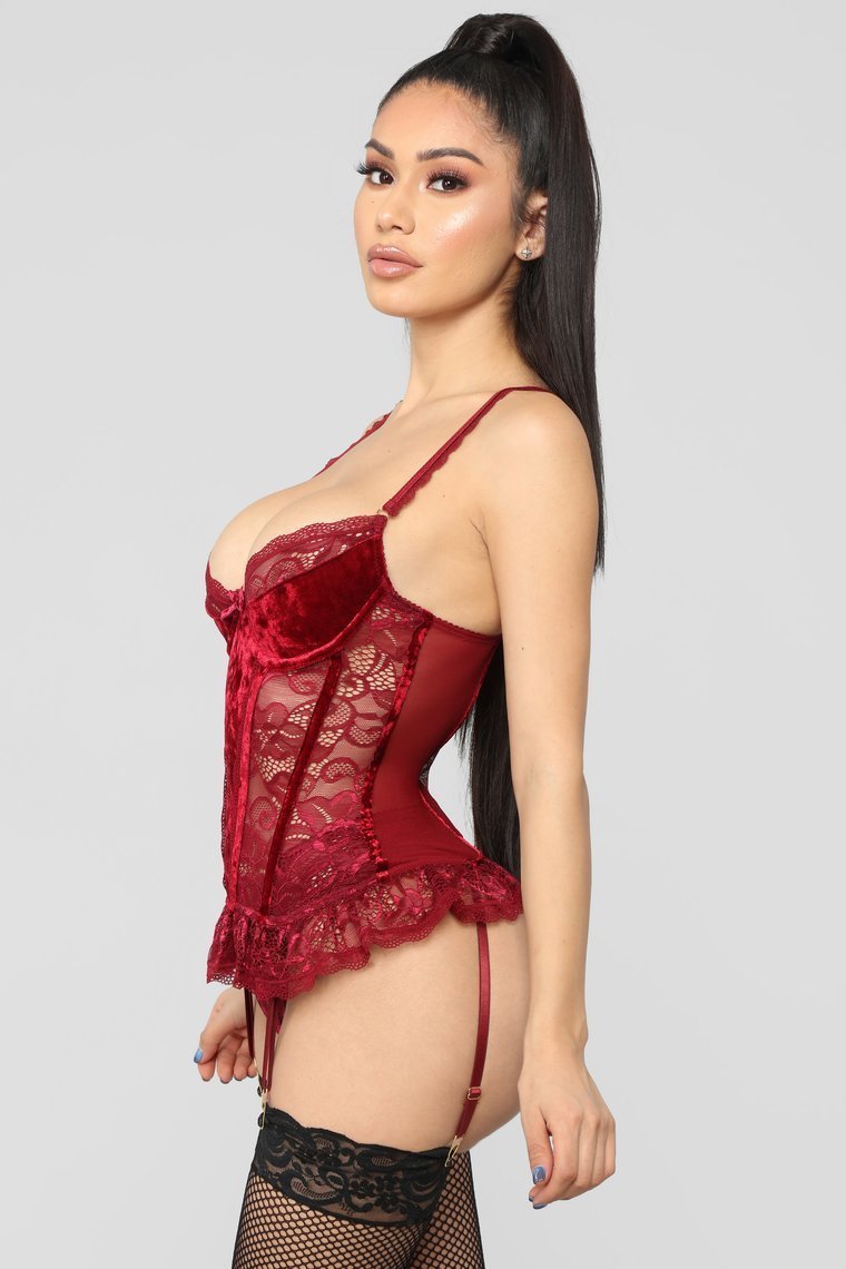 Midnight Text Bustier 2 Piece Set - Wine - jameswhite001