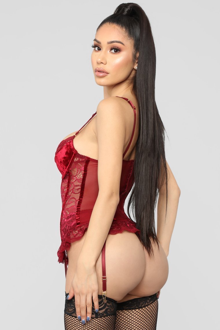 Midnight Text Bustier 2 Piece Set - Wine - jameswhite001