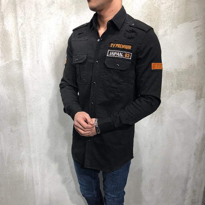 MILITARY RIPPED DENIM CARGO SHIRT 3673 - jameswhite001