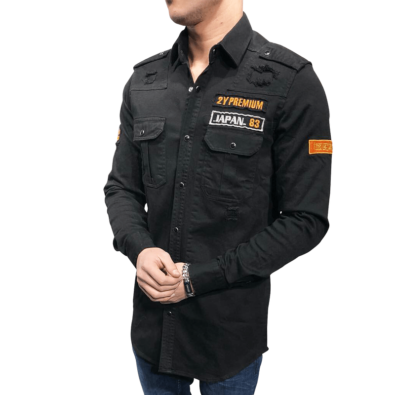 MILITARY RIPPED DENIM CARGO SHIRT 3673 - jameswhite001