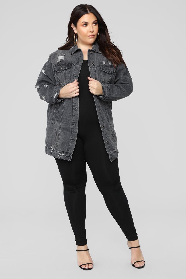 Miss Stressed Denim Jacket - Black Denim - jameswhite001
