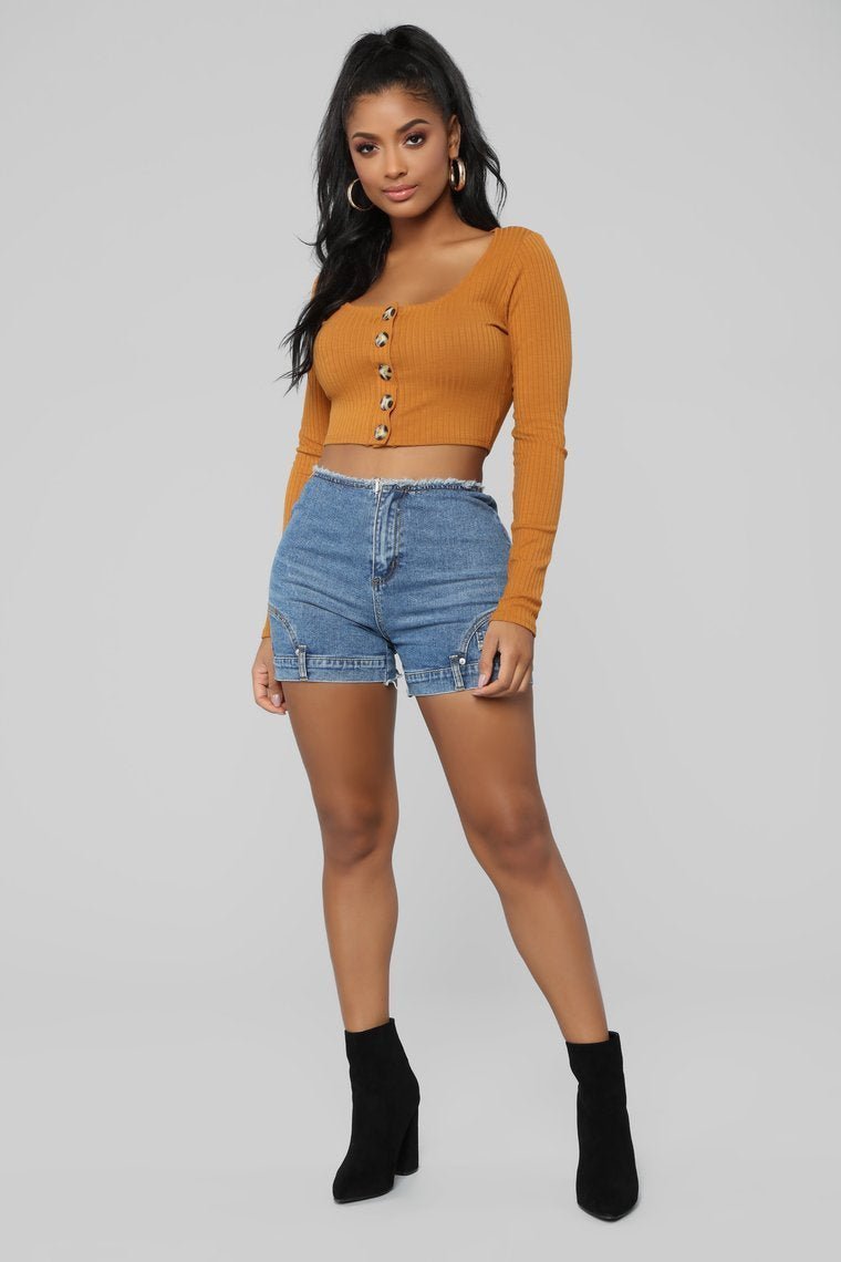 Mix It Up High Rise Denim Shorts - Medium Blue Wash - jameswhite001