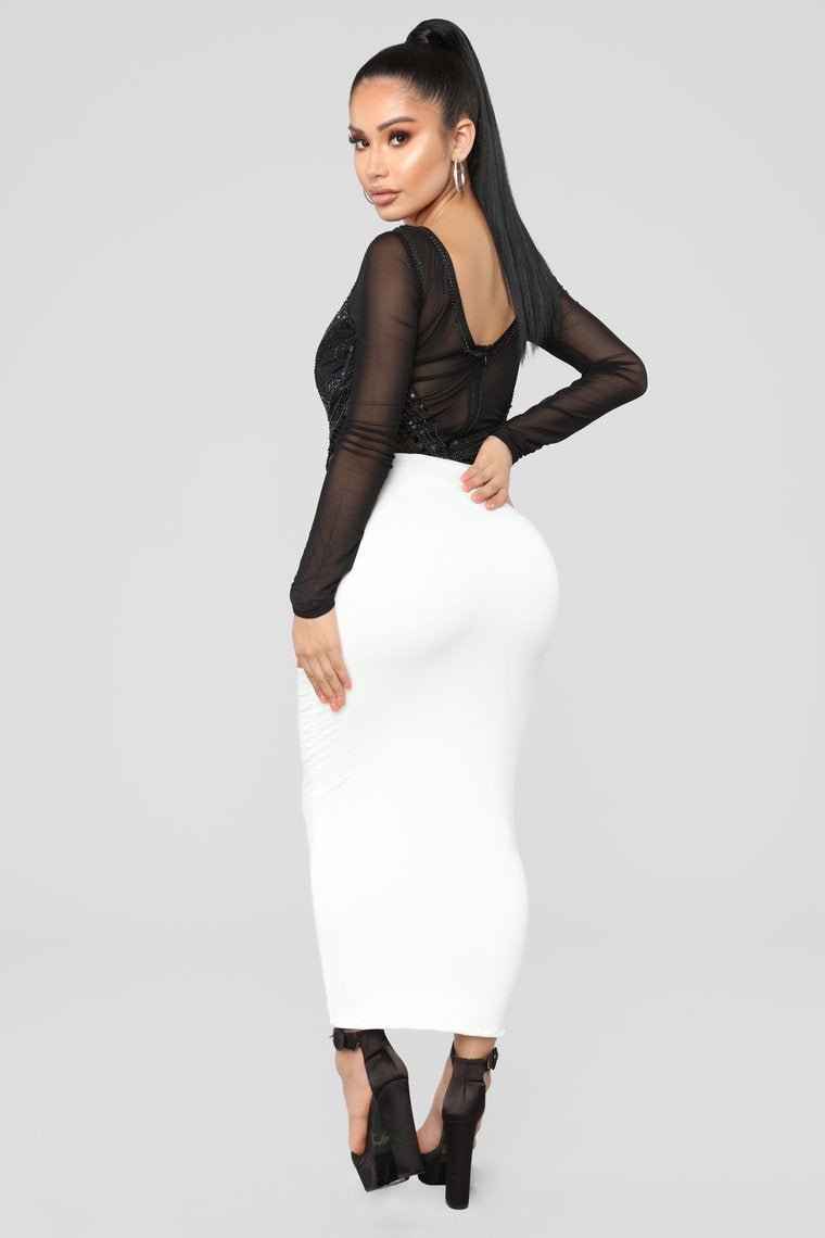 Mona Sequin Bodysuit - Black - jameswhite001