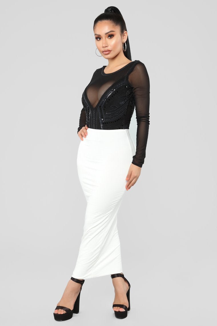 Mona Sequin Bodysuit - Black - jameswhite001