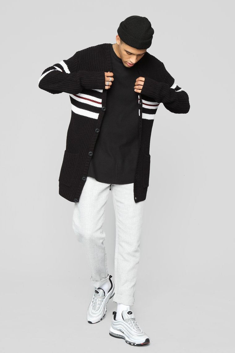 Montel Knitted Cardigan - Black/Multi - jameswhite001