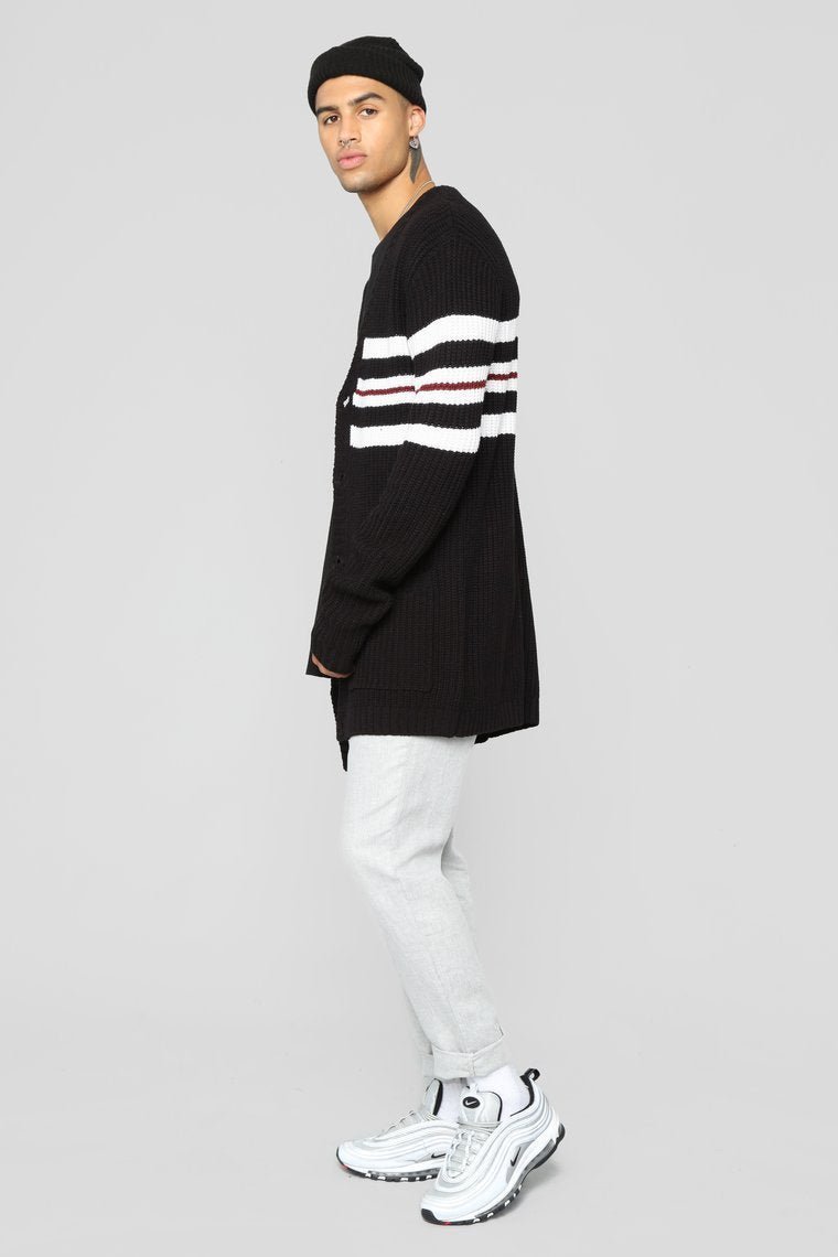 Montel Knitted Cardigan - Black/Multi - jameswhite001