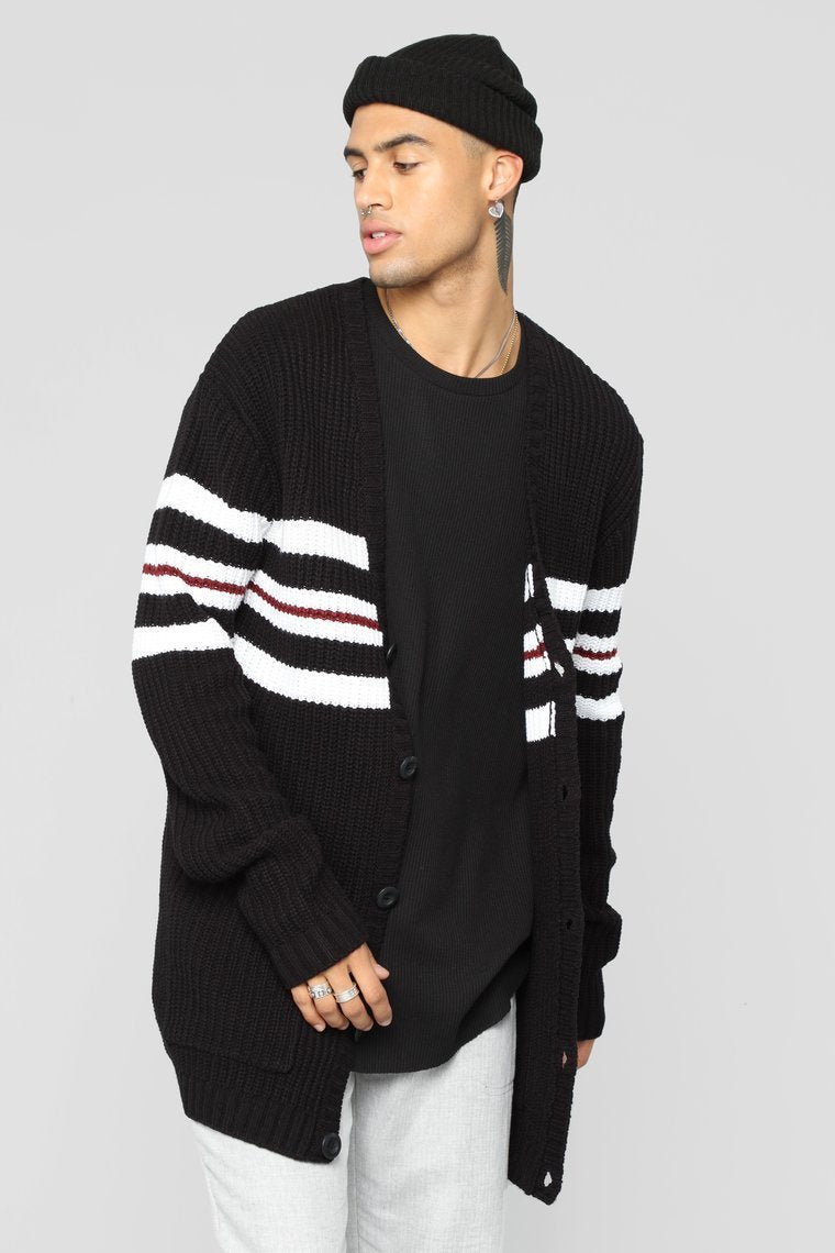 Montel Knitted Cardigan - Black/Multi - jameswhite001