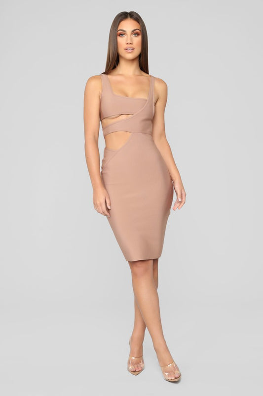 More Money Honey Bandage Dress - Taupe - jameswhite001