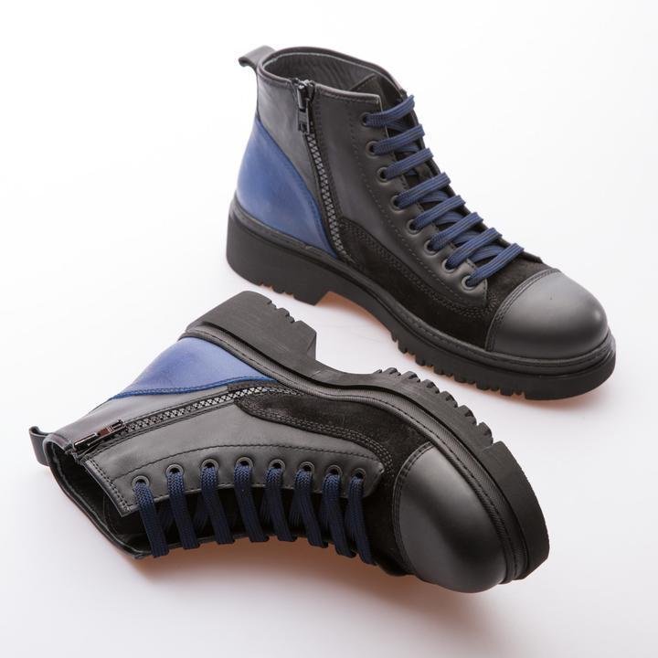 MURDOCK - BLACK & SAKS BLUE - CALF VINTAGE LEATHER - jameswhite001