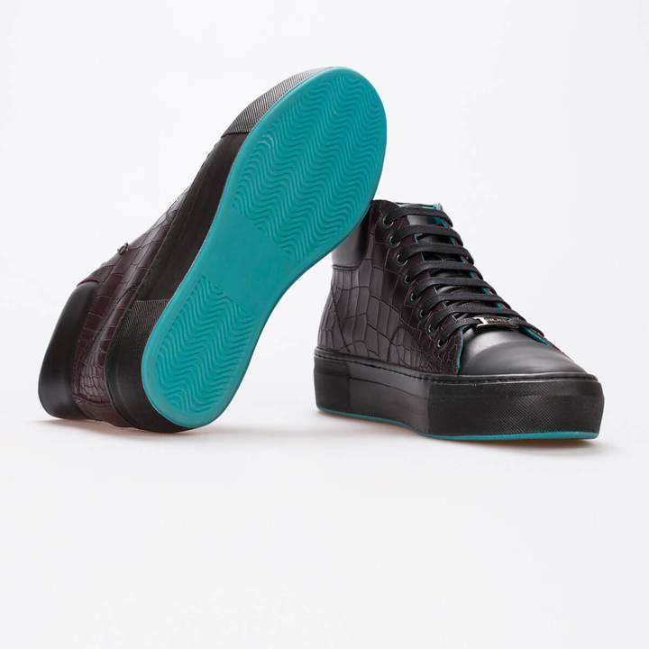 NATHALIE – LEATHER EMBOSSED BURGUNDY & BLACK - jameswhite001