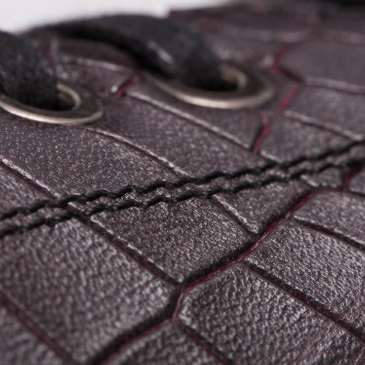 NATHALIE – LEATHER EMBOSSED BURGUNDY & BLACK - jameswhite001