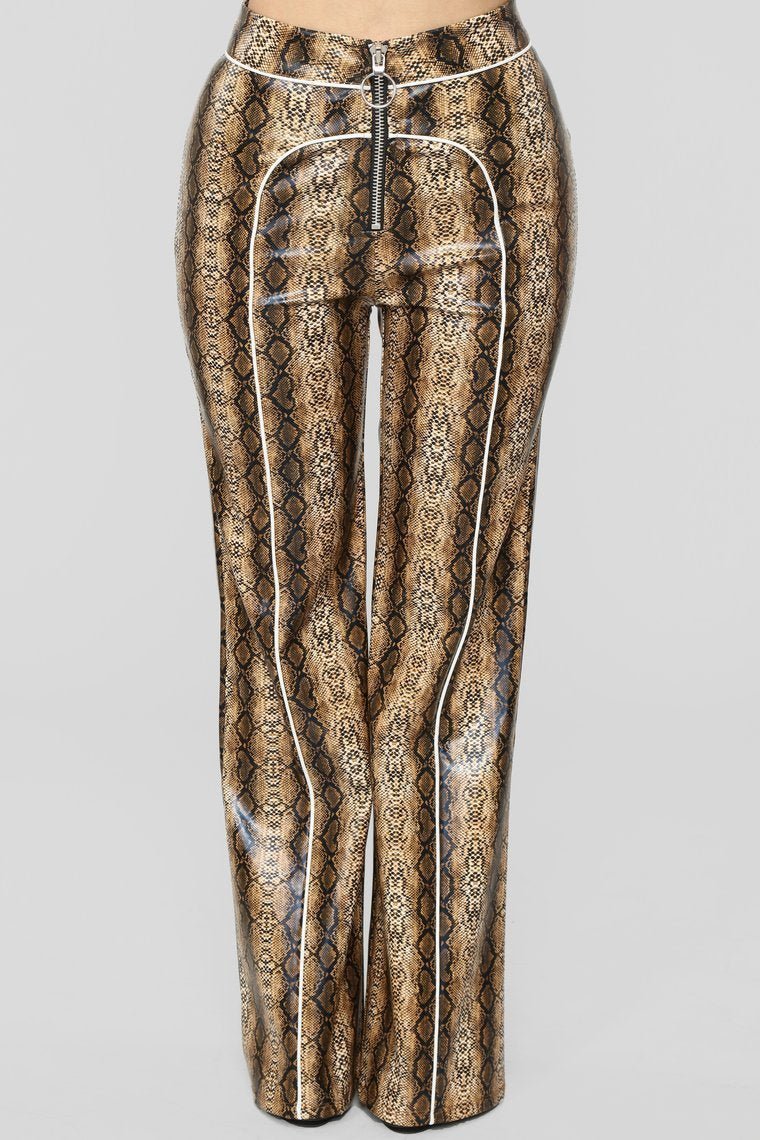 No Snakes Allowed Print Pants - Brown - jameswhite001