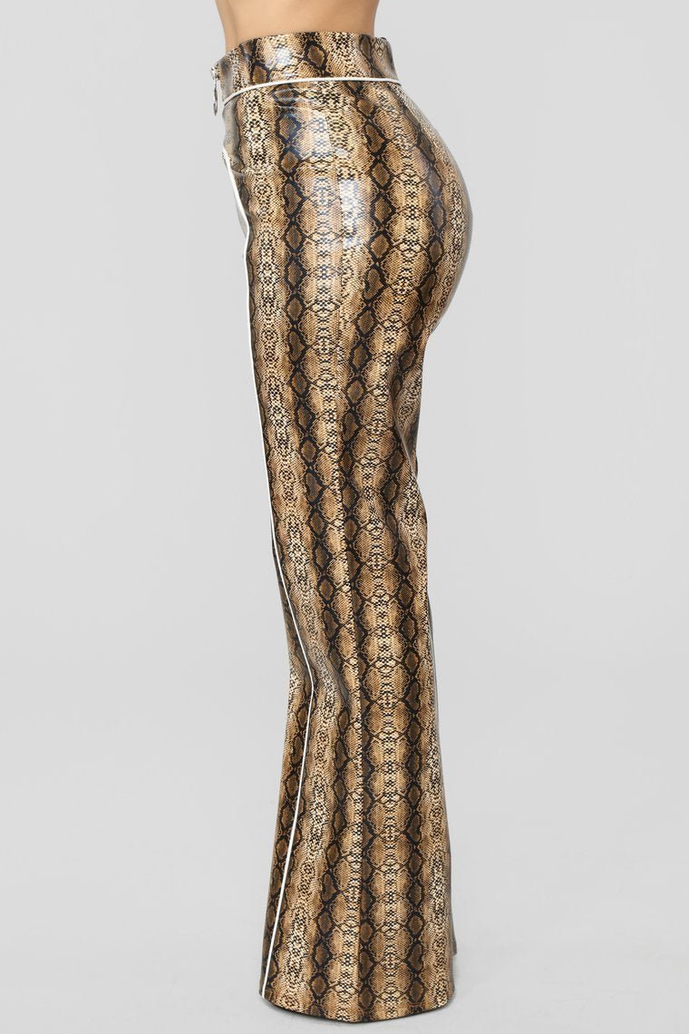 No Snakes Allowed Print Pants - Brown - jameswhite001