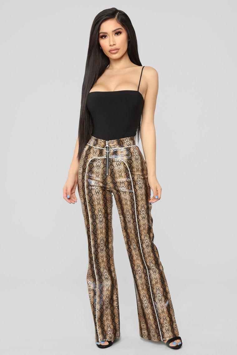 No Snakes Allowed Print Pants - Brown - jameswhite001