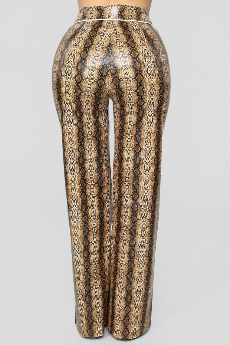 No Snakes Allowed Print Pants - Brown - jameswhite001