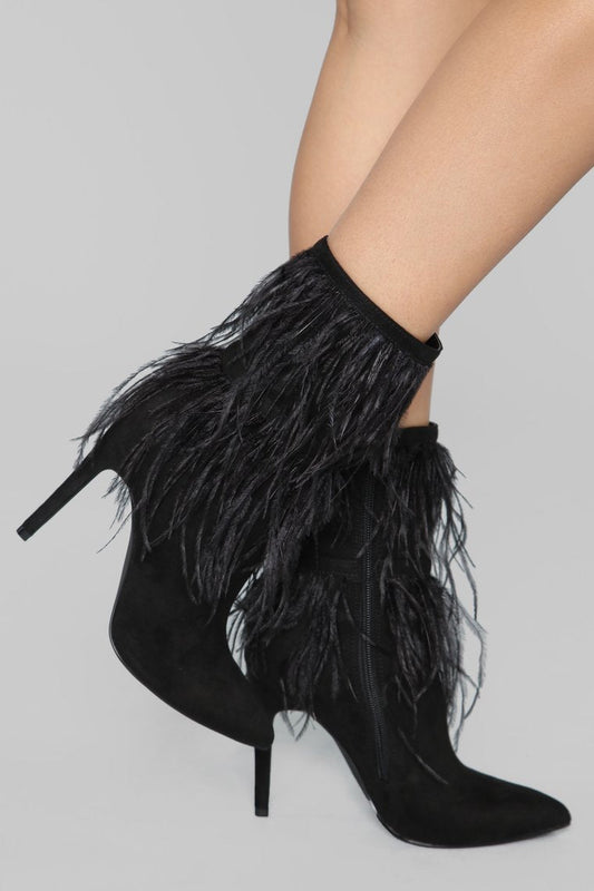 Not Enough Feathers Bootie - Black - jameswhite001