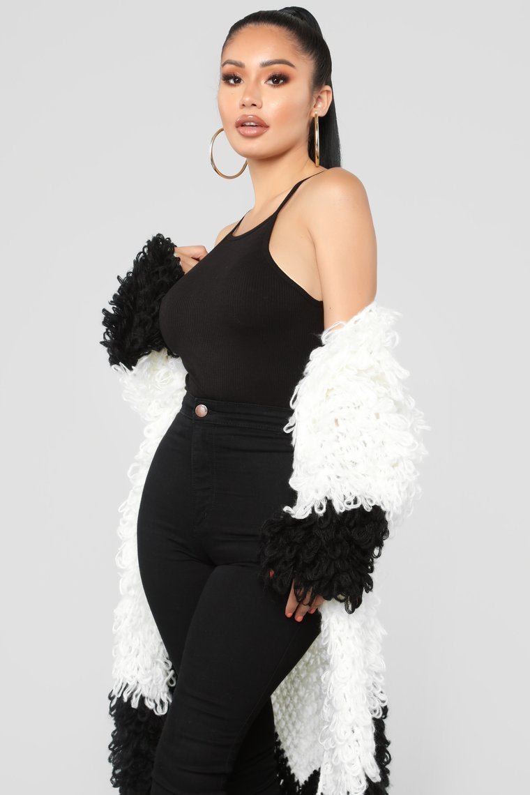 Not Into You Anymore Cardigan - Black/White - jameswhite001