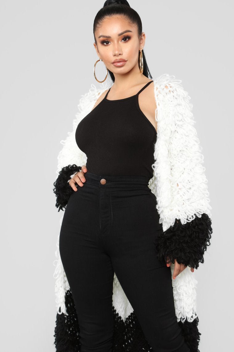 Not Into You Anymore Cardigan - Black/White - jameswhite001