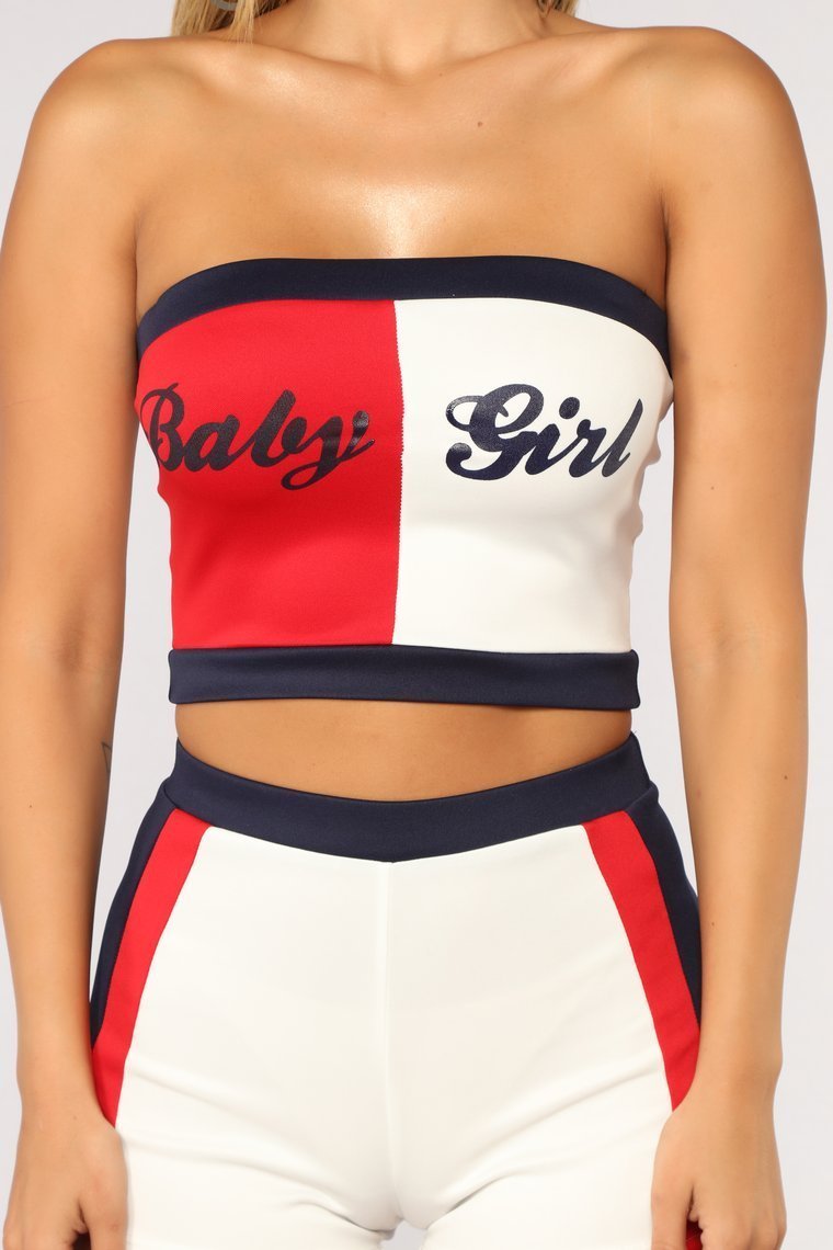 Not Your Baby Girl Short Set - Red/White - jameswhite001