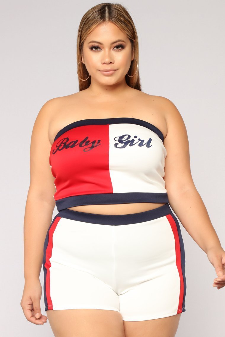 Not Your Baby Girl Short Set - Red/White - jameswhite001