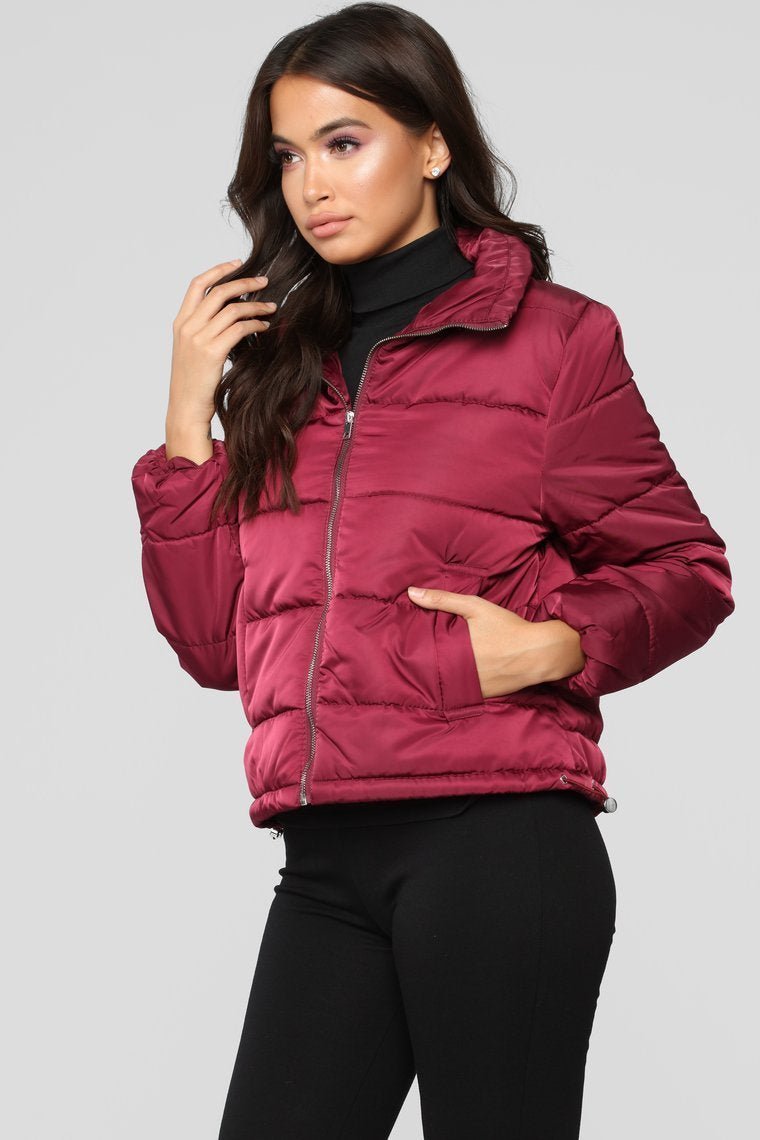 On The Cold Side Puffer Jacket - Burgundy - jameswhite001