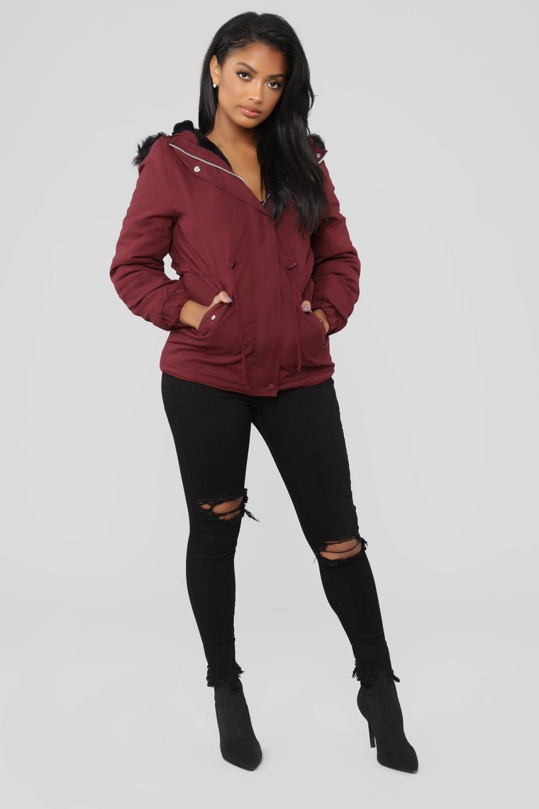 On The Prowl Hooded Jacket - Burgundy - jameswhite001