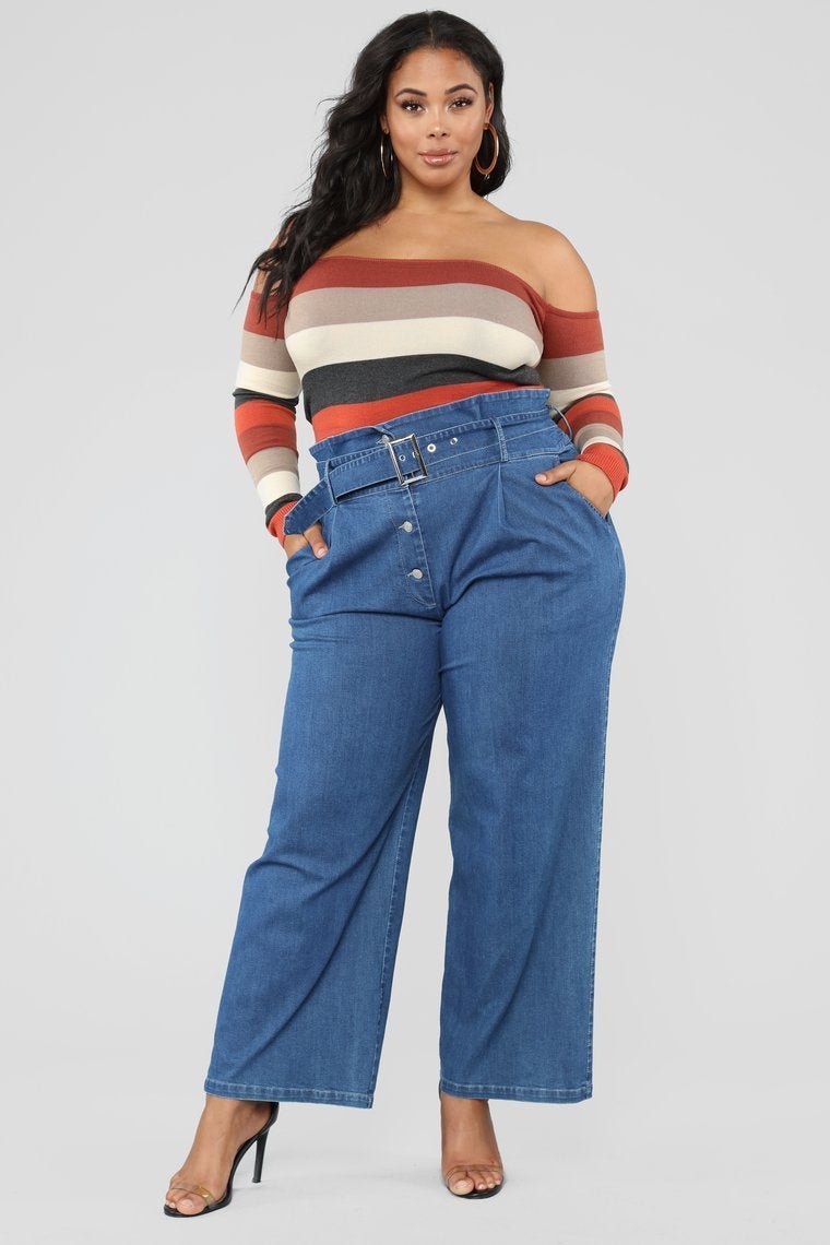 One Kiss Wide Leg Jeans - Medium Blue Wash - jameswhite001