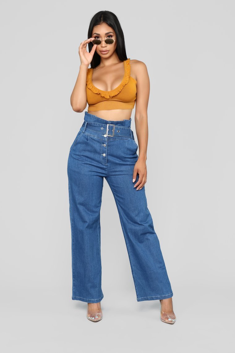 One Kiss Wide Leg Jeans - Medium Blue Wash - jameswhite001