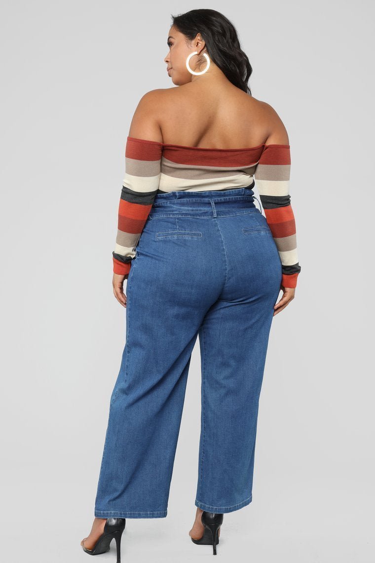 One Kiss Wide Leg Jeans - Medium Blue Wash - jameswhite001