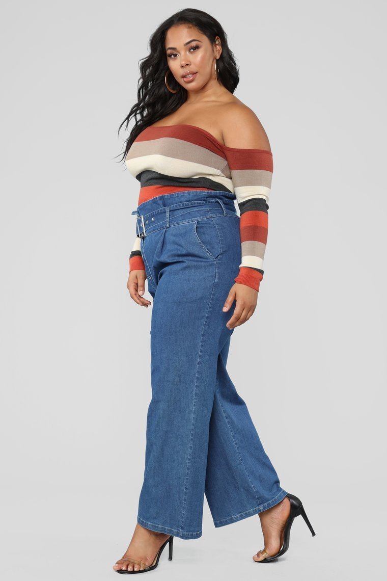 One Kiss Wide Leg Jeans - Medium Blue Wash - jameswhite001