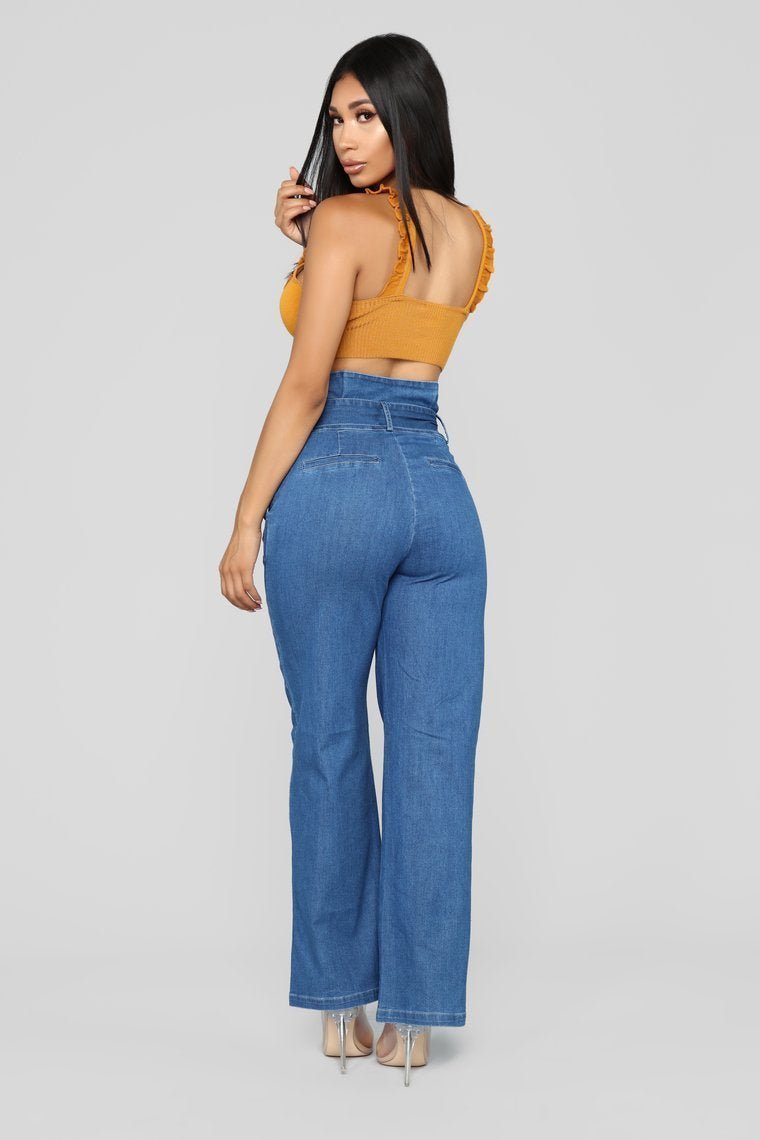 One Kiss Wide Leg Jeans - Medium Blue Wash - jameswhite001