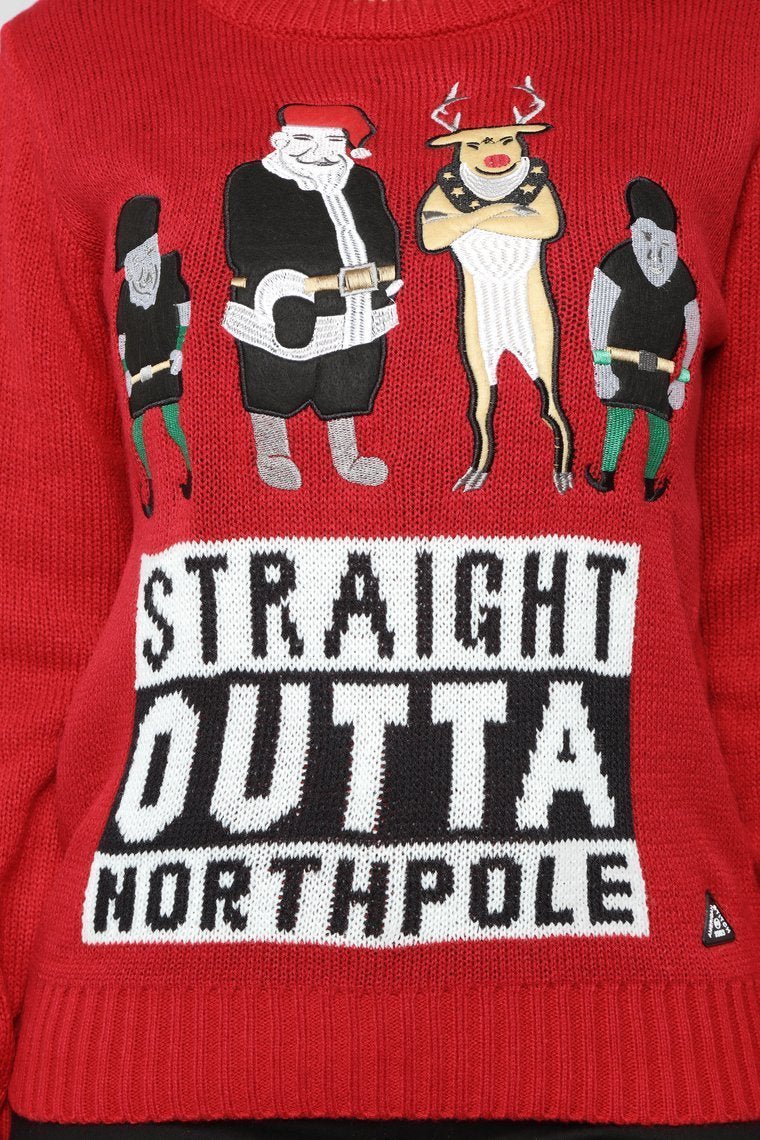 Outta North Pole Christmas Sweater - Red - jameswhite001