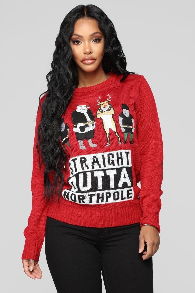 Outta North Pole Christmas Sweater - Red - jameswhite001