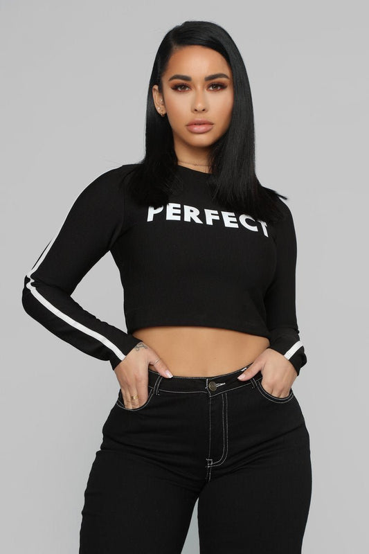 Perfect Catch LS Crop Top - Black - jameswhite001