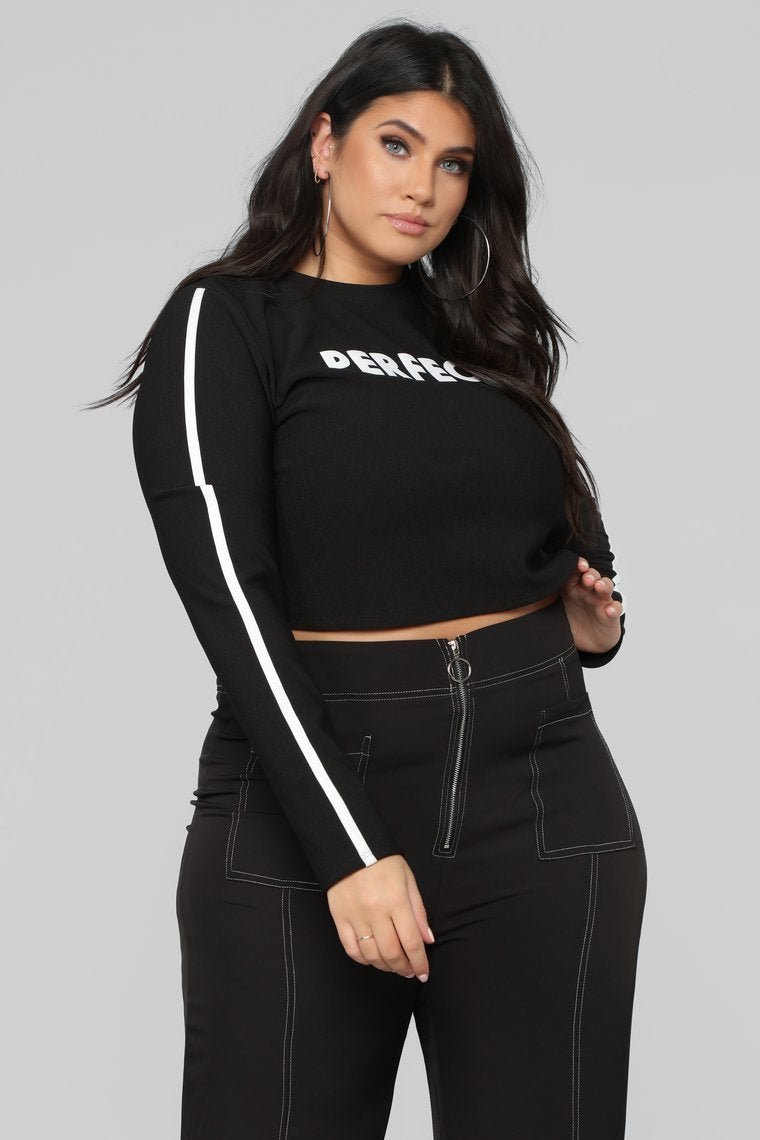 Perfect Catch LS Crop Top - Black - jameswhite001