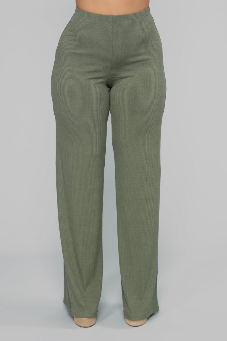 Perfect Feel Ribbed Pants - Olive - jameswhite001