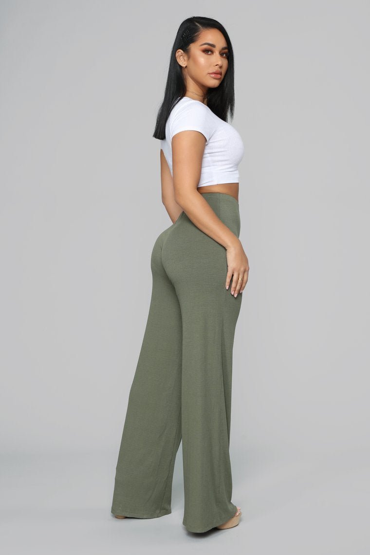 Perfect Feel Ribbed Pants - Olive - jameswhite001