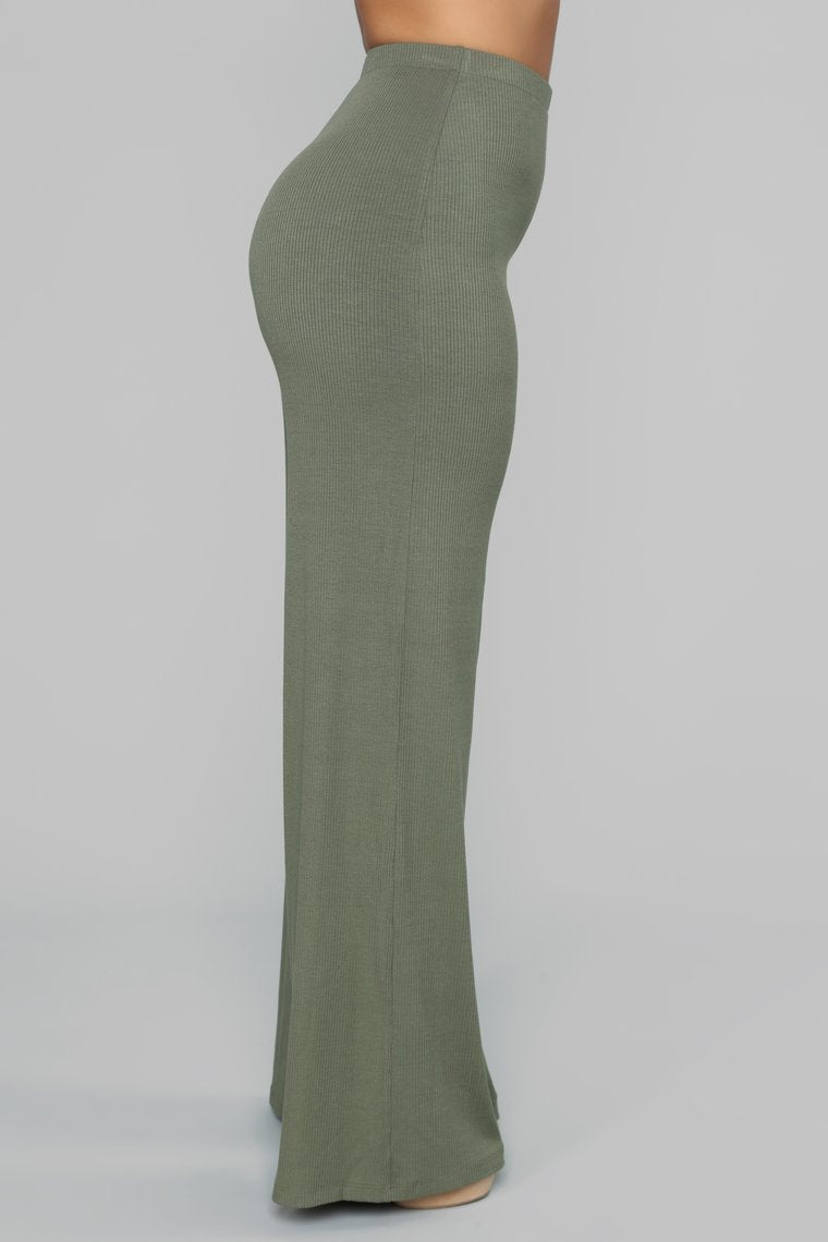 Perfect Feel Ribbed Pants - Olive - jameswhite001