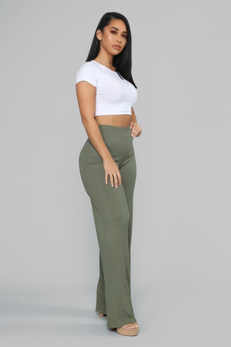 Perfect Feel Ribbed Pants - Olive - jameswhite001