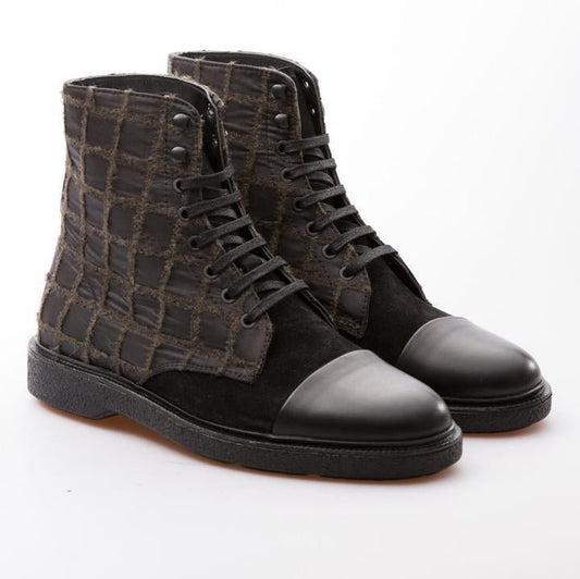 PHILIPPE - BLACK & KHAKI - FABRIC & CALF LEATHER - jameswhite001