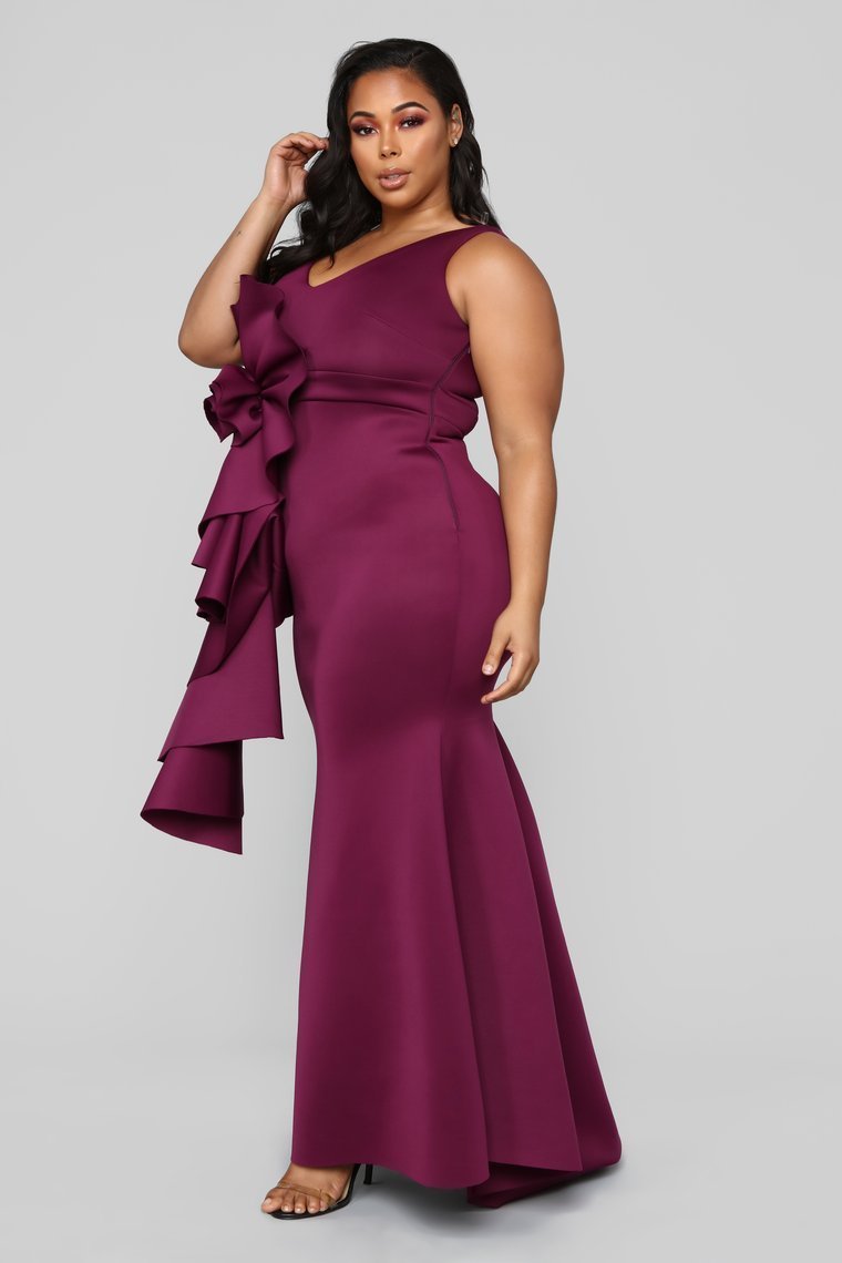Photo Ready Mermaid Ruffle Maxi Gown - Eggplant - jameswhite001