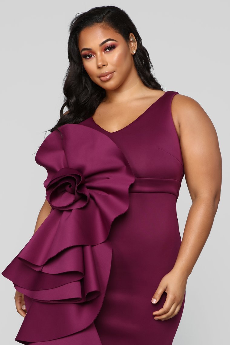 Photo Ready Mermaid Ruffle Maxi Gown - Eggplant - jameswhite001