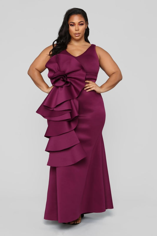 Photo Ready Mermaid Ruffle Maxi Gown - Eggplant - jameswhite001