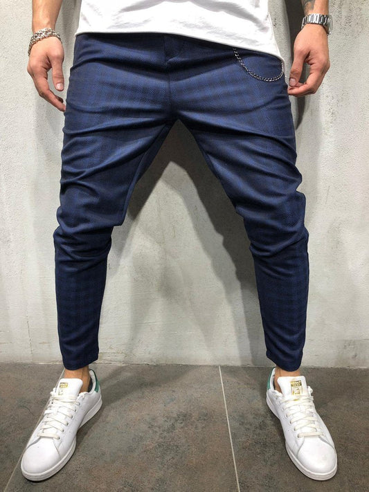 PLAIDS & CHECKS ANKLE PANTS CHAIN ACCESSORY 3979 - jameswhite001