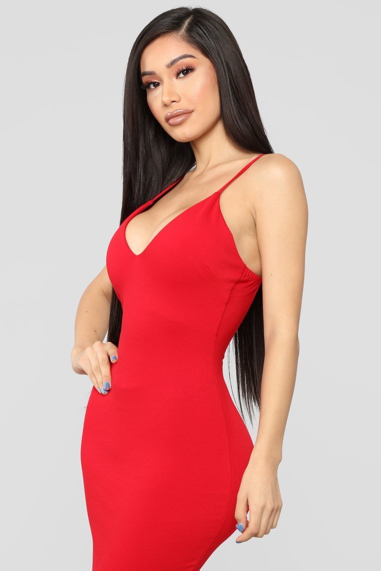 Playing The Game High Low Midi Dress - Red - jameswhite001
